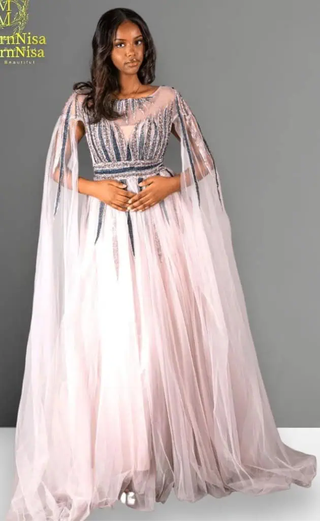 girl wearing is party gown