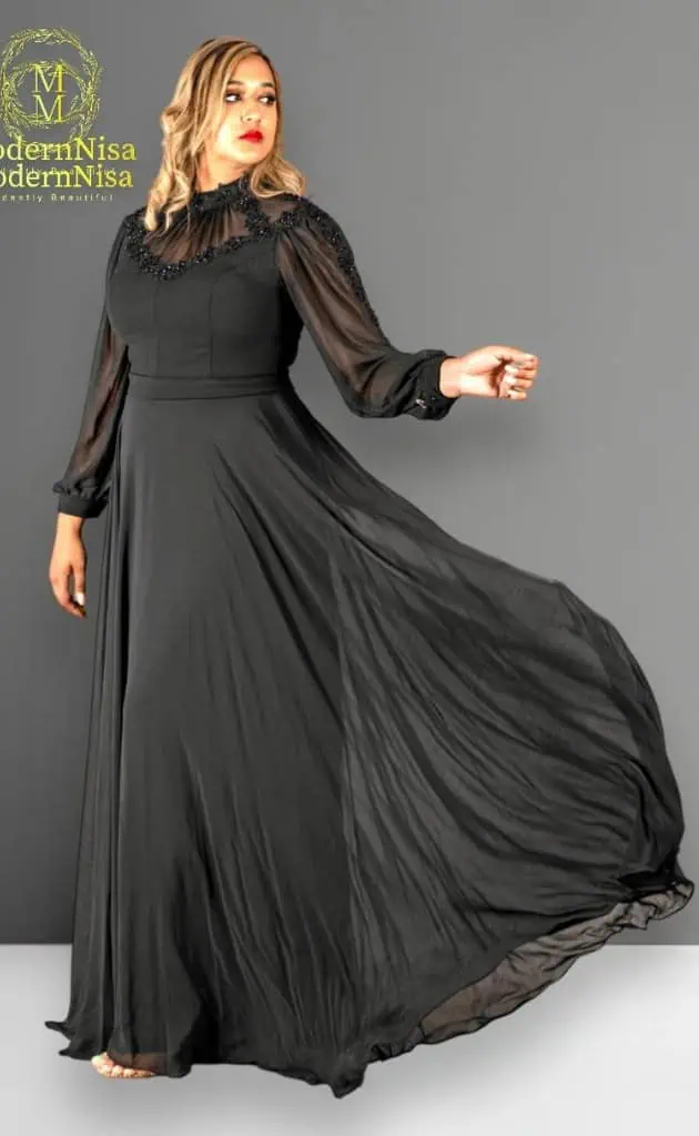 girl wearing black gown or black dress