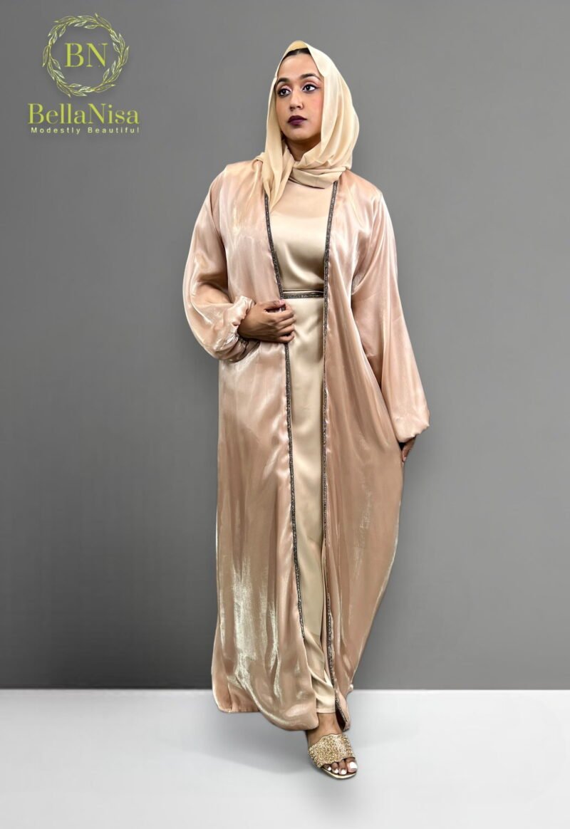 Open Abaya Tasneem Champagne - Image 5