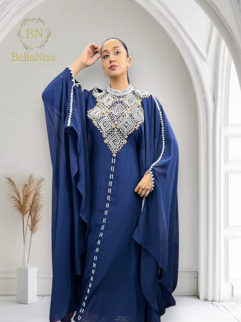 Farasha Abaya Kaftan Navy - Image 2