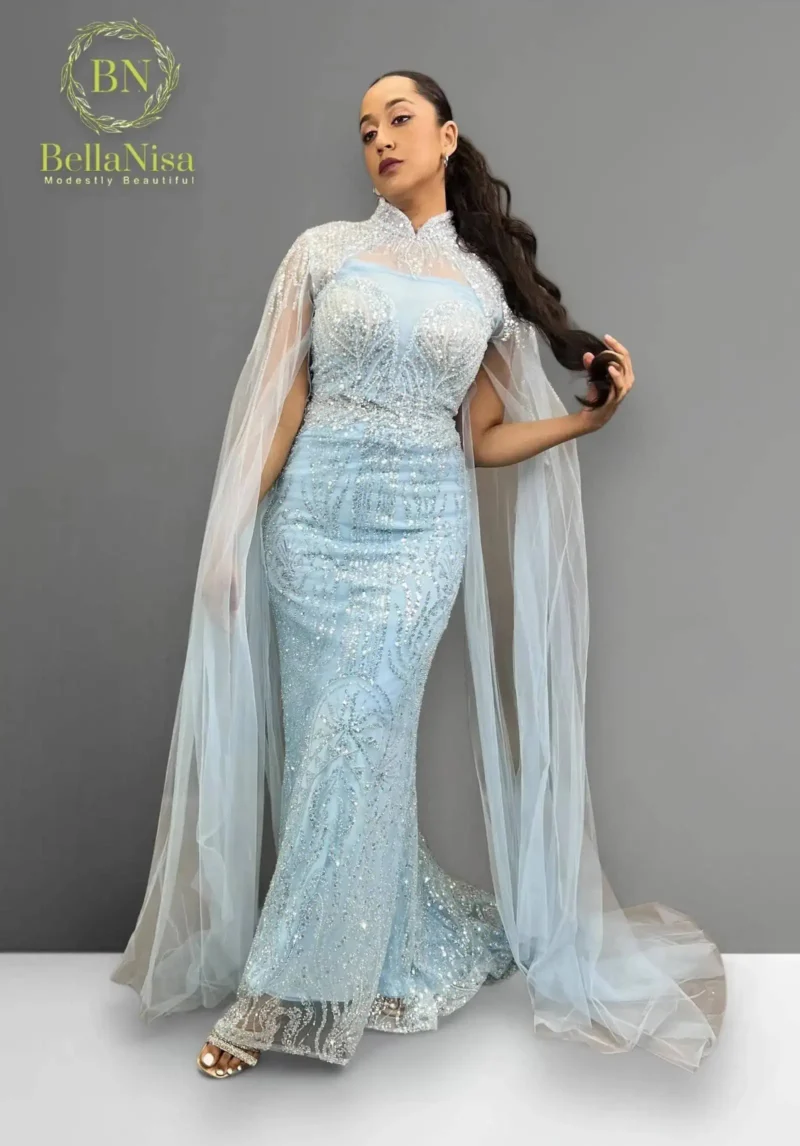 Selena Bespoke Gown Sky Blue - Image 4