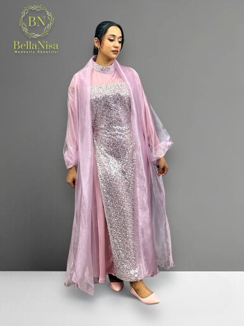 Farah Abaya Kaftan Baby Pink