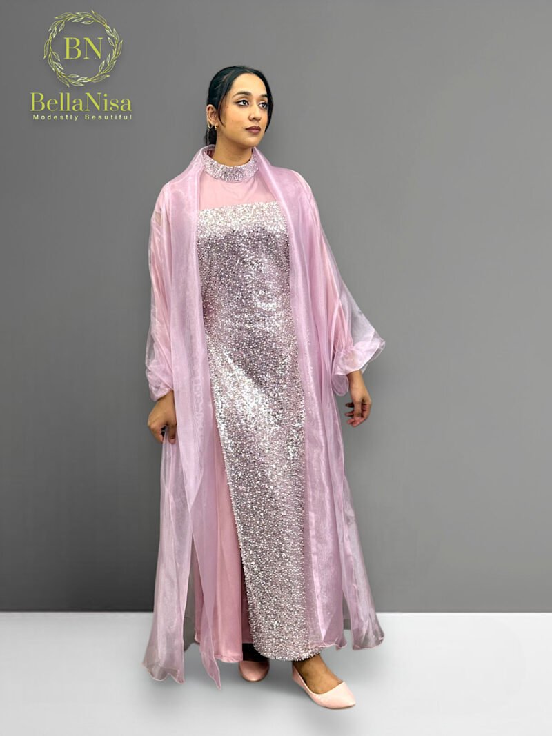 Farah Abaya Kaftan Baby Pink - Image 2