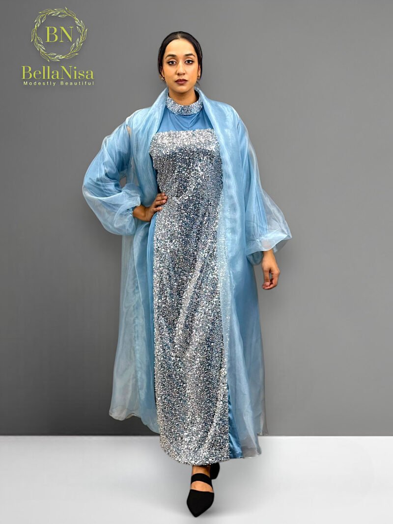 Farah Abaya Kaftan Baby Blue - Image 2