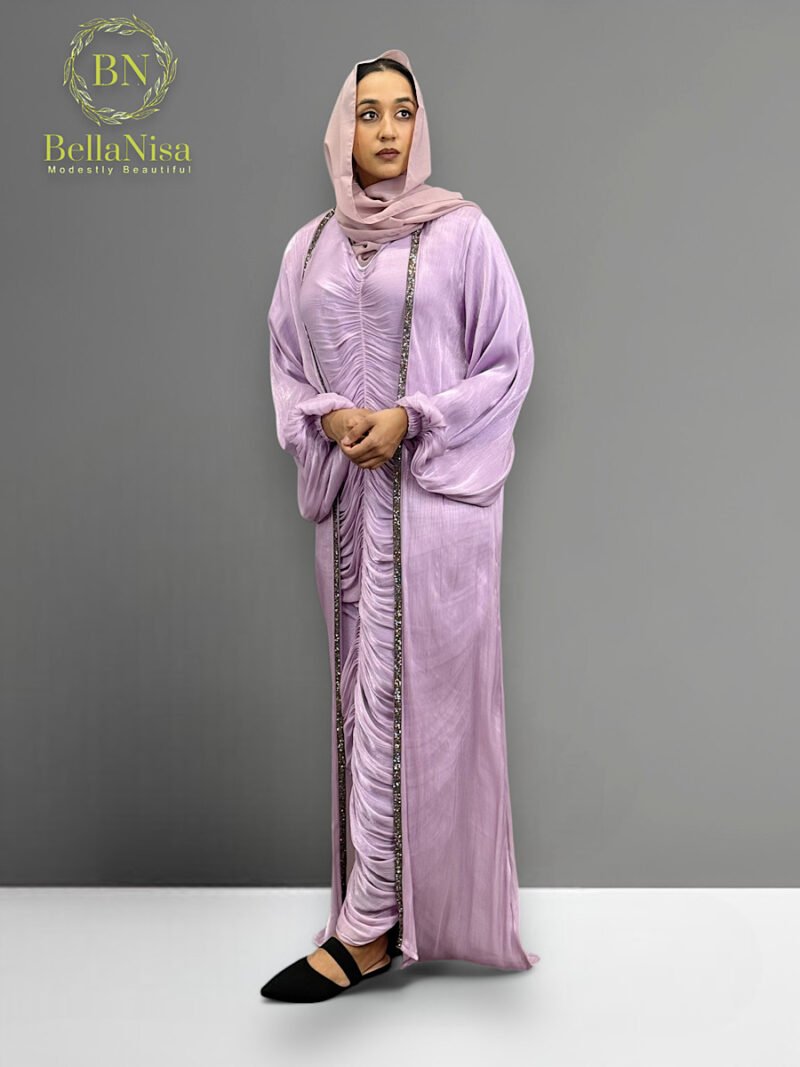 Ruffled Abaya Lavender - Image 2