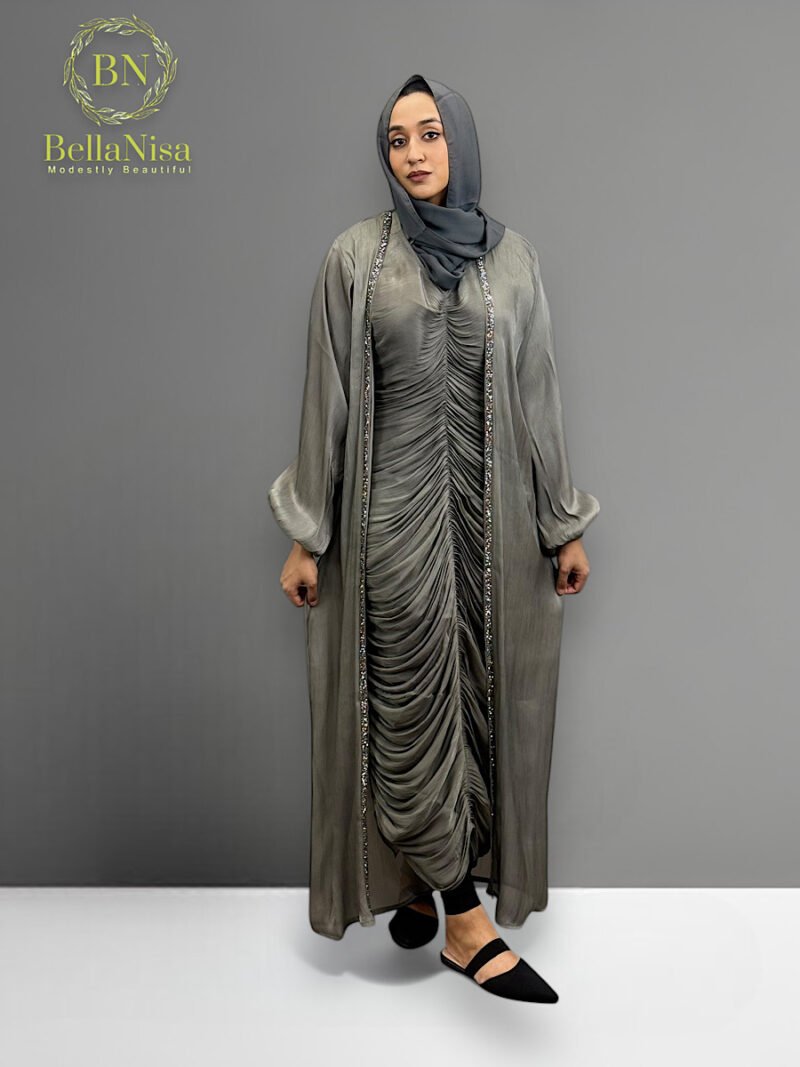 Ruffled Abaya Metallic - Image 2