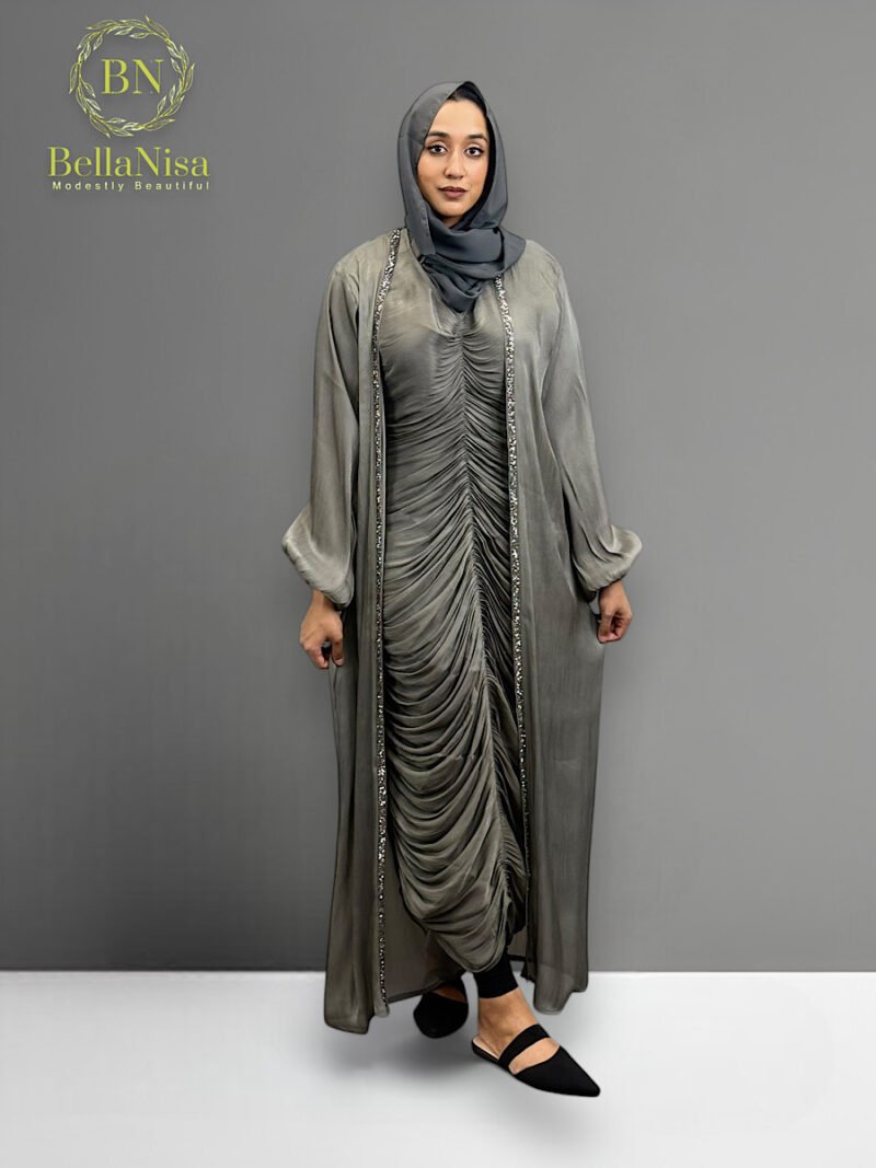 Ruffled Abaya Metallic