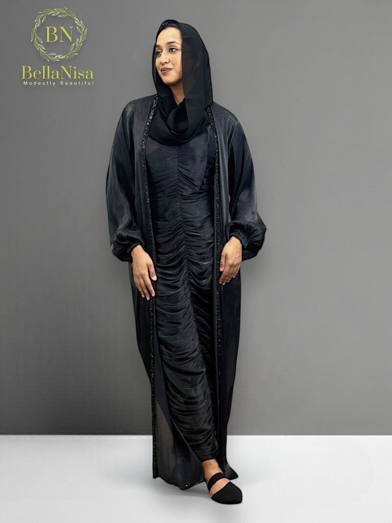 Ruffled Abaya Black - Image 3