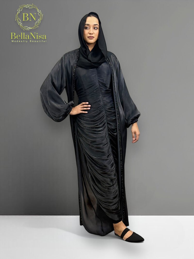 Ruffled Abaya Black