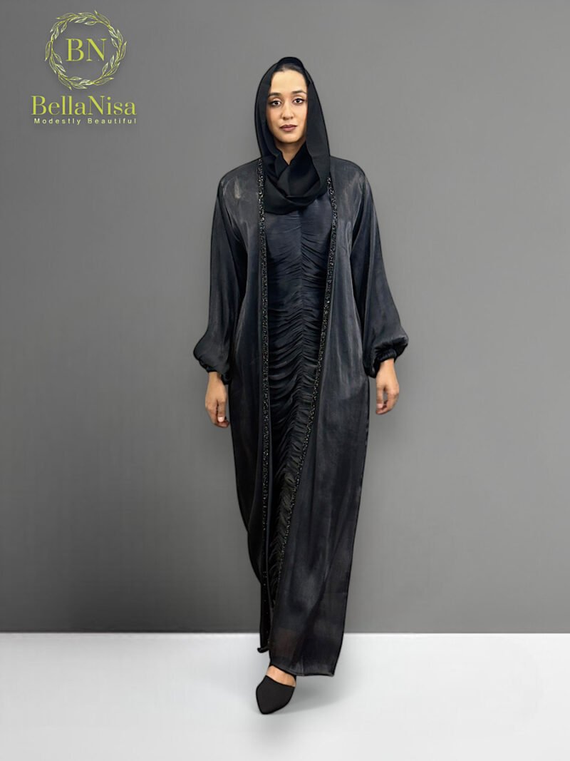 Ruffled Abaya Black - Image 2