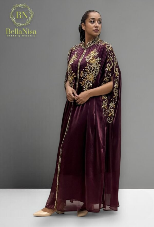 Hayaa Kaftan Plum Gold