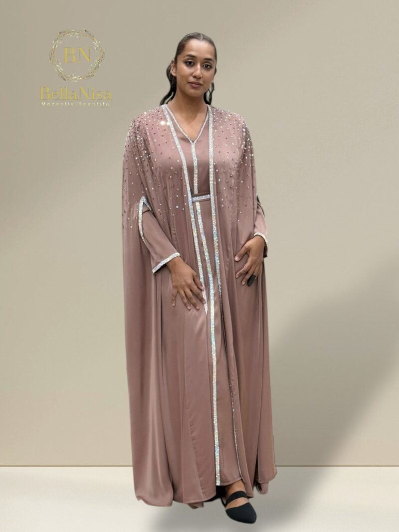 Luxe Abaya Diamanté Mocha - Image 5