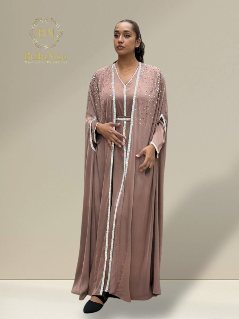 Luxe Abaya Diamanté Mocha - Image 4