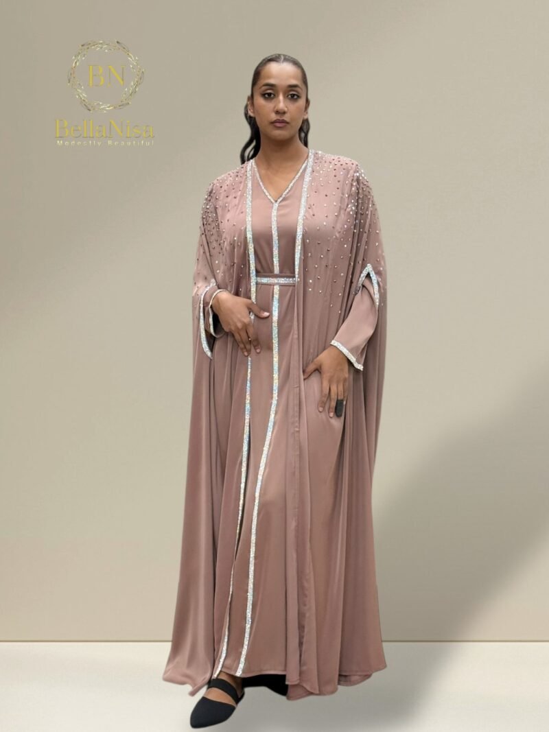 Luxe Abaya Diamanté Mocha - Image 3