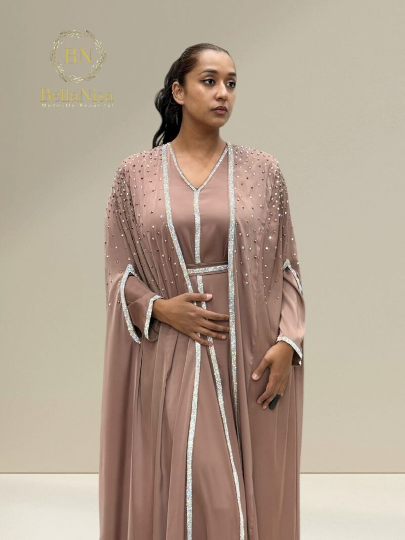 Luxe Abaya Diamanté Mocha