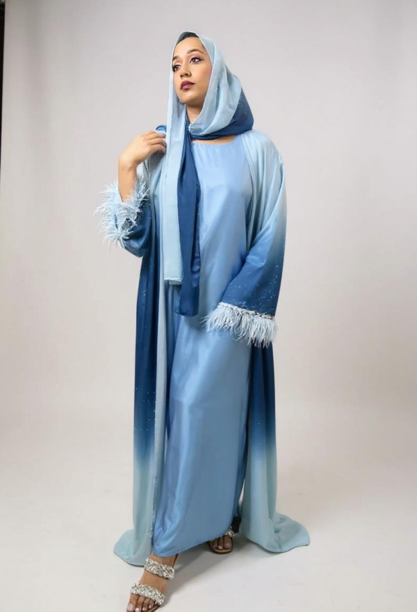 Open Abaya Feather Sky