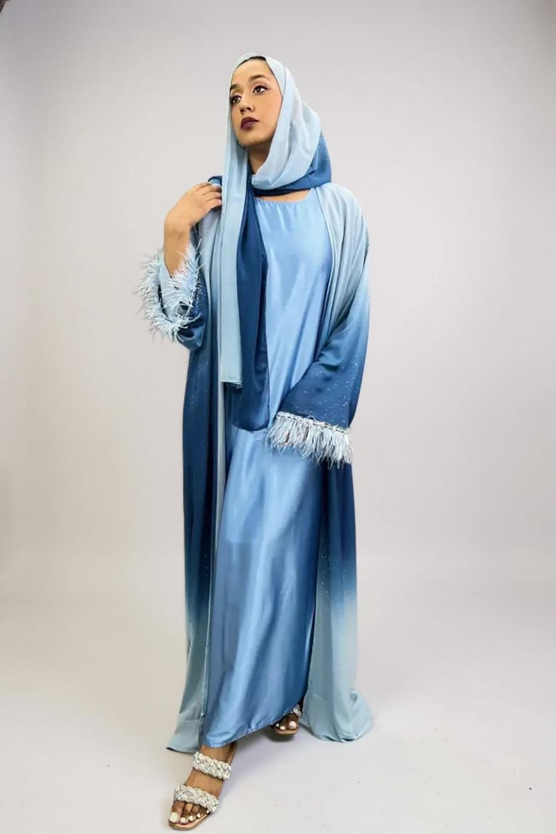 Open Abaya Feather Sky - Image 2