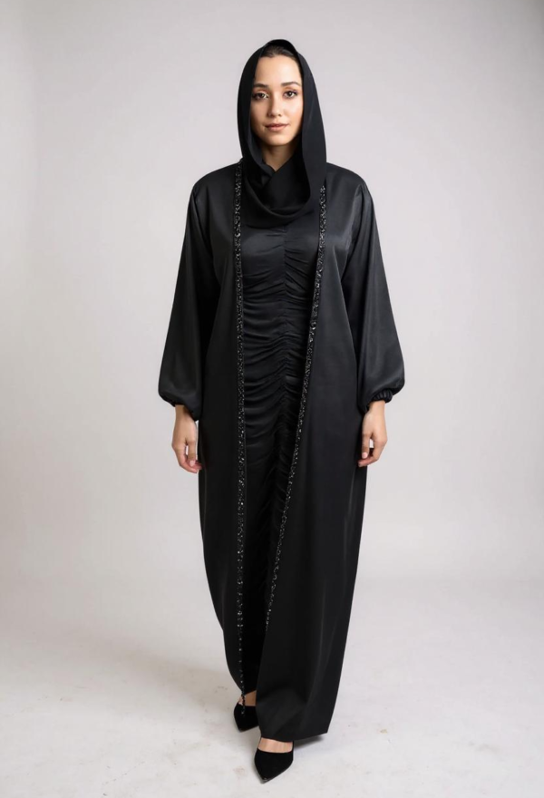 Ruffled Abaya Black