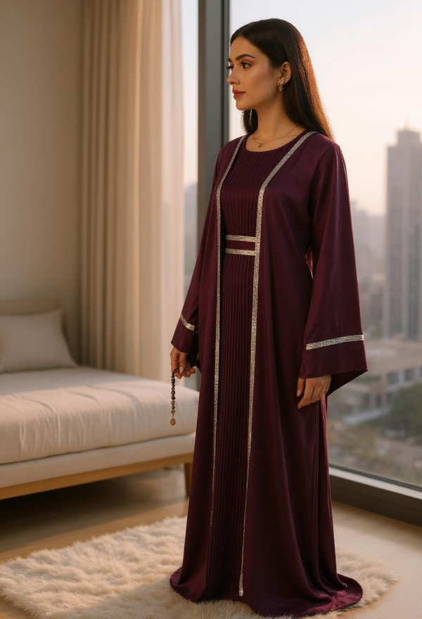 Open Jacket Abaya Purple