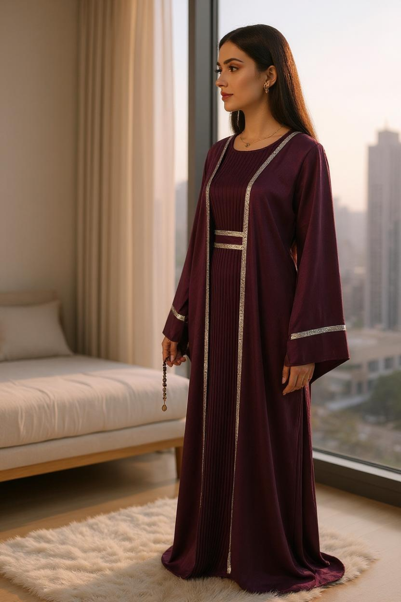 Open Jacket Abaya Purple