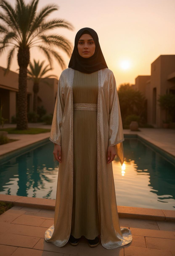 Open Jacket Abaya Mint