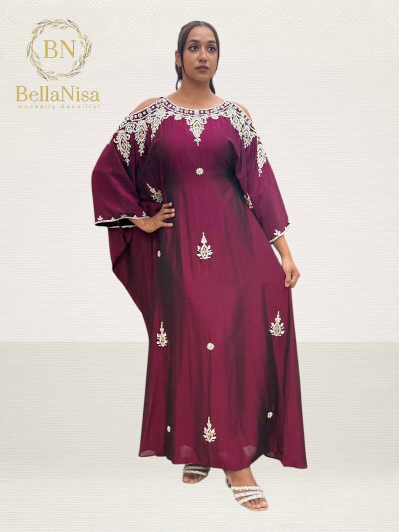 Miya Lux Kaftan Claret
