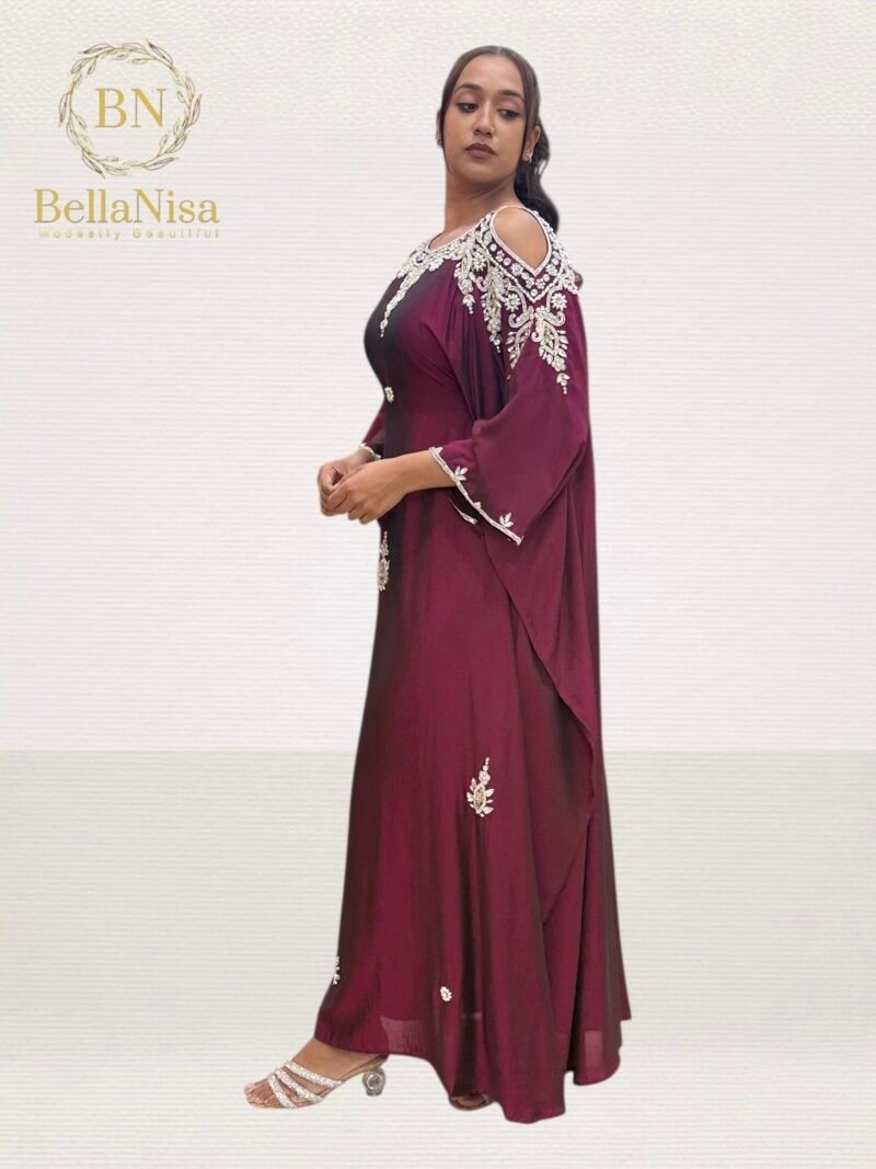 Miya Lux Kaftan Claret - Image 3