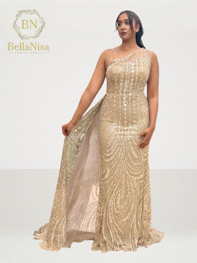 Ariel Evening Gown Beige - Image 4