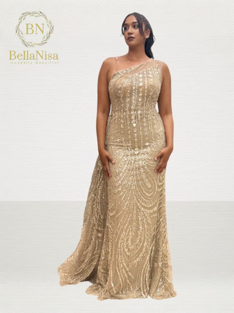 Ariel Evening Gown Beige - Image 2
