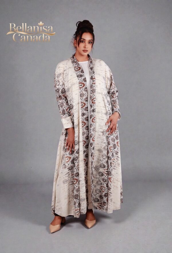 Printed Abaya Cream