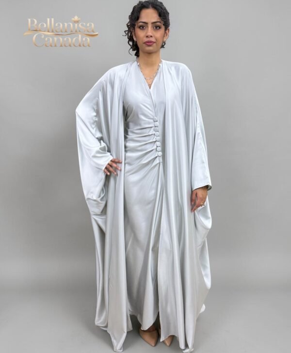 Abaya Satin Silver
