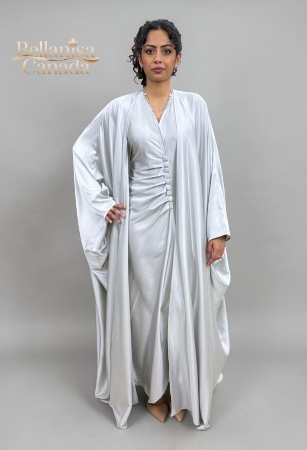 Abaya Satin Silver