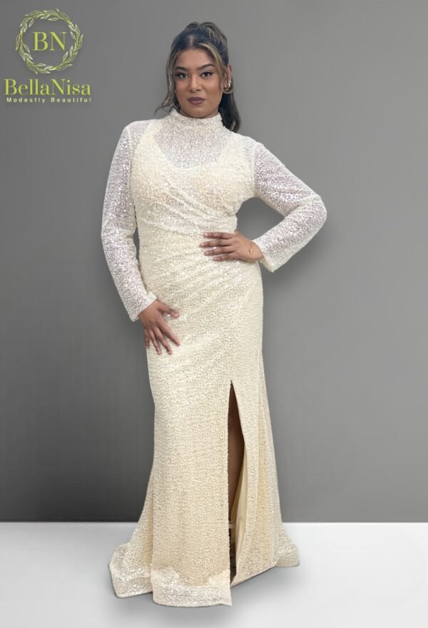 Farah Cream Gown Beaded