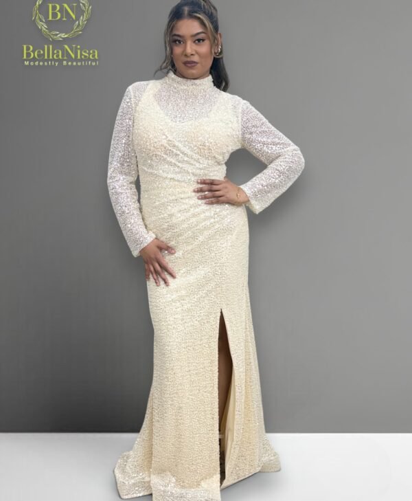 Farah Cream Gown Beaded