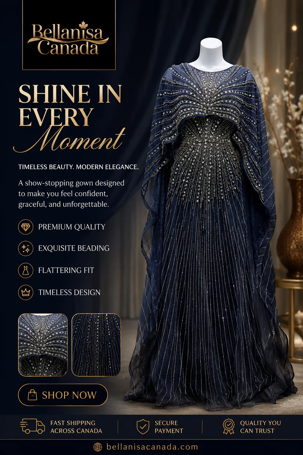 Jayhan Gown Navy - Image 2