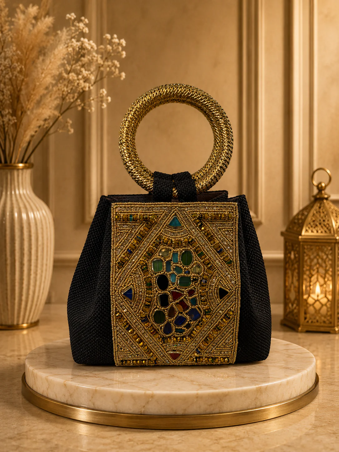 Luxury HandBag Beaded Black