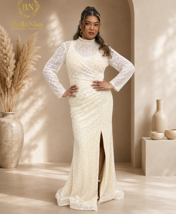 Farah Cream Gown Beaded