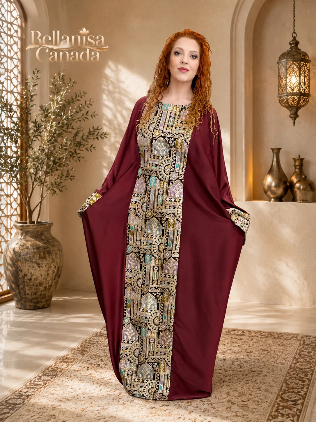 Abaya Pashmin Maroon - Image 2