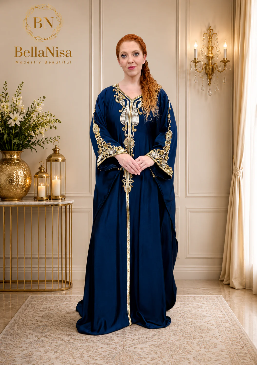 Warda Kaftan Navy - Image 2