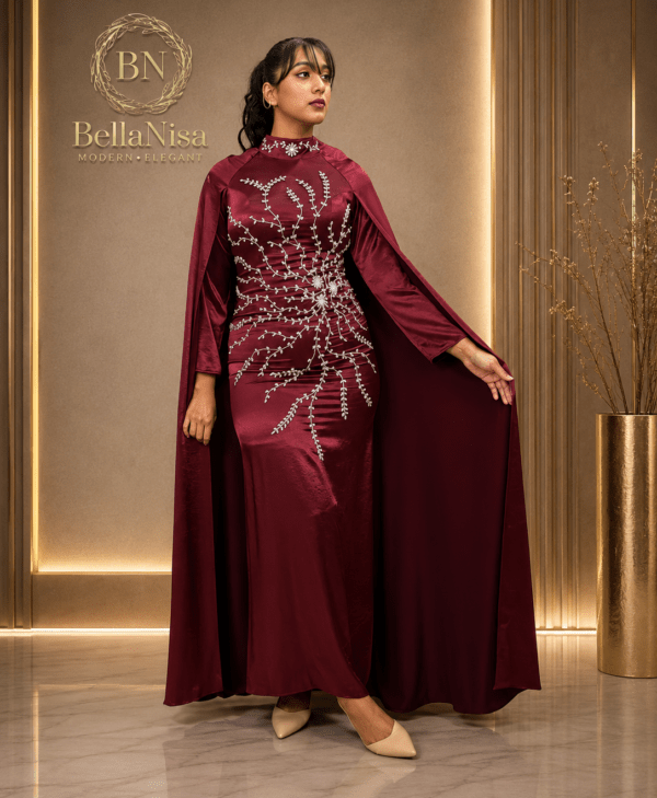 Ari Cape Dress Maroon