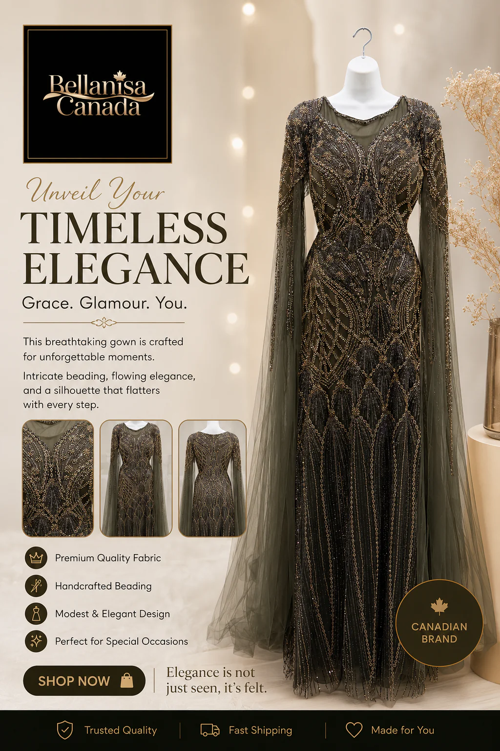 Fleur Gown Golden Khaki - Image 2