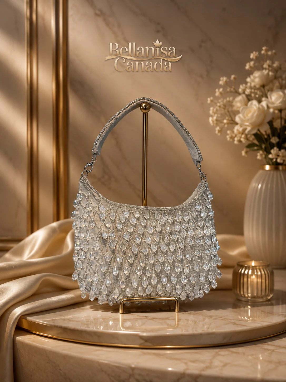Luxury HandBag Crystal Grey