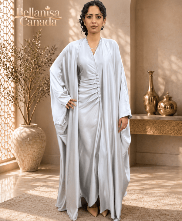 Abaya Satin Silver