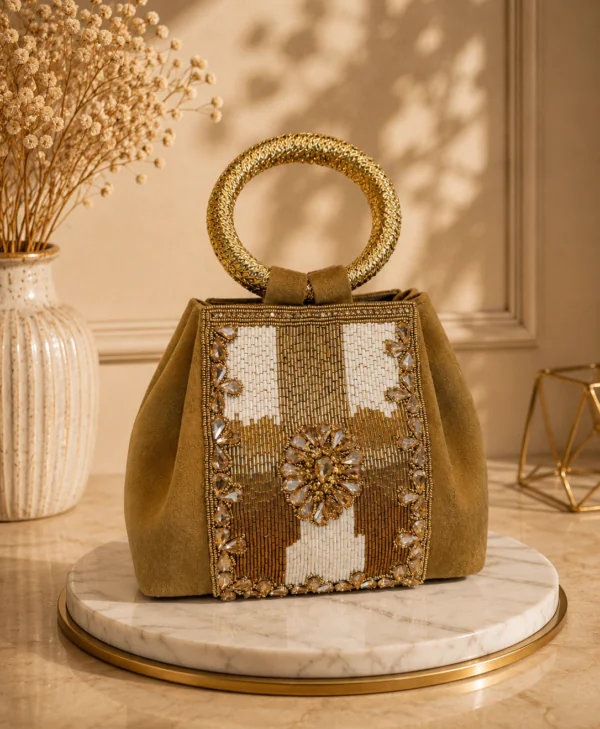 Luxury HandBag Suede Mocha