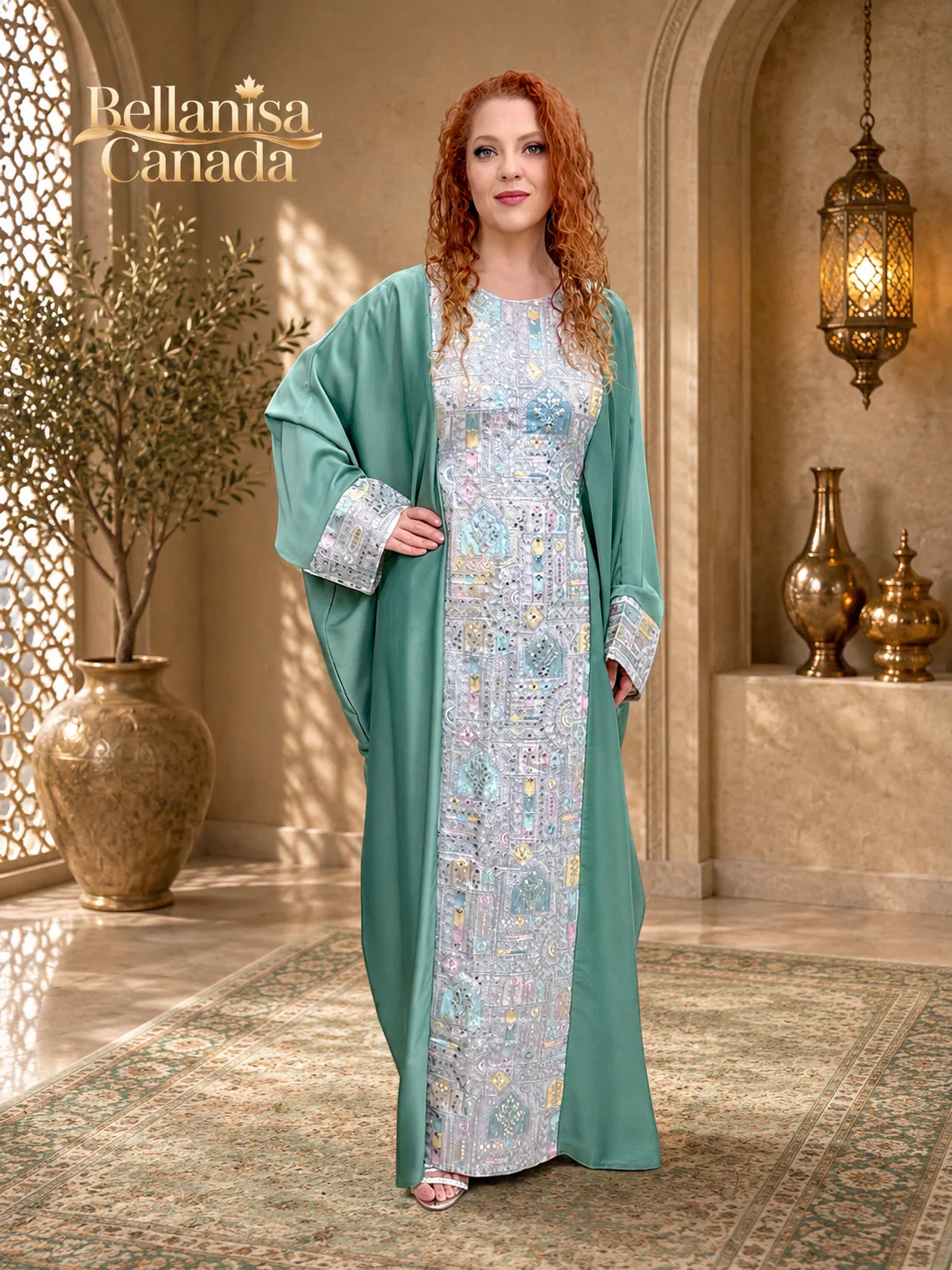 Abaya Pashmin Turquoise - Image 2