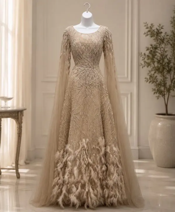 Faux Fur Gown