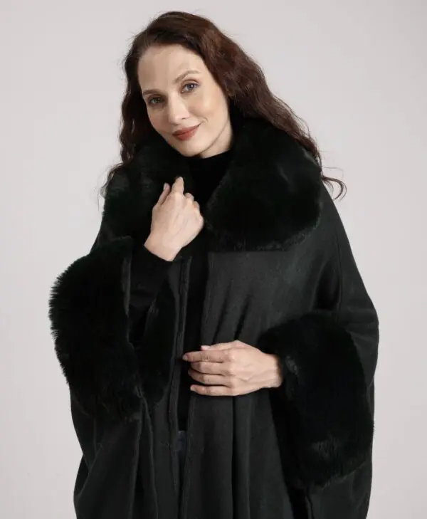 Faux Fur Cape-Black