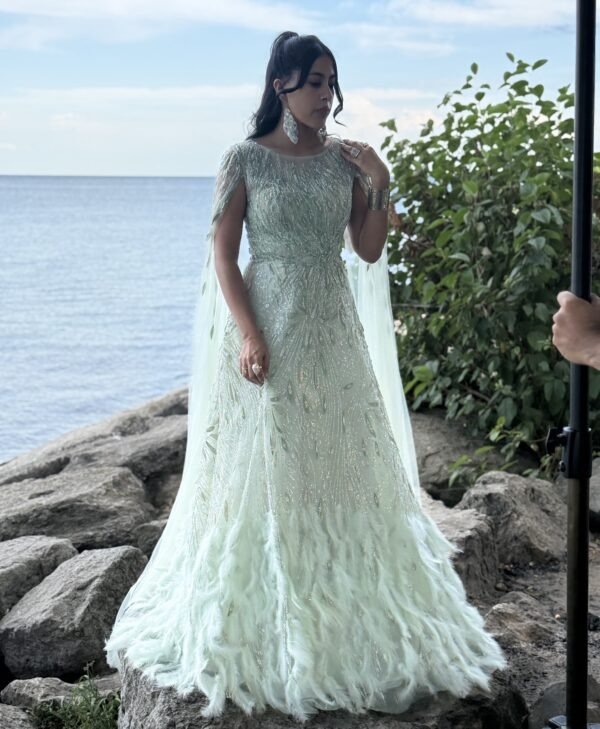 Faux Fur Gown Lime